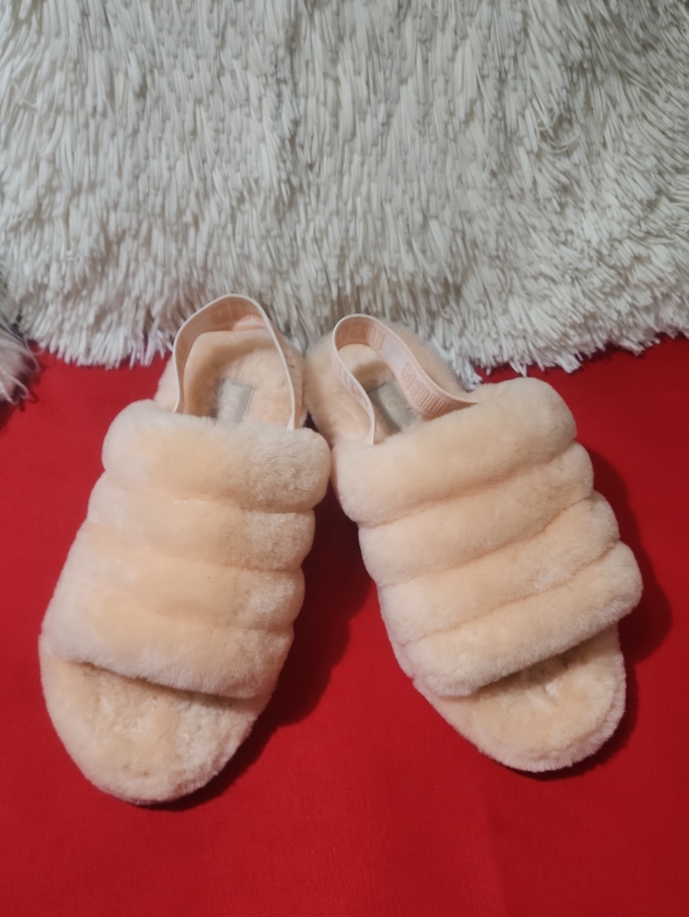UGG Women's Plush Slide Slippers in Peach